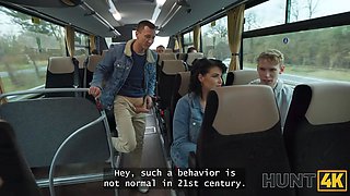 Hunt4k. hot bus porn with giant jug brunette