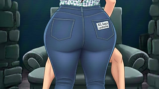 Wife Blanca Caderona Pulls Down Jeans And Slowly Provokes Him XL Booty