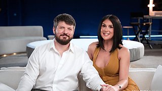 Hot brunette Sienna Rae cheats on her husband with two guys in a steamy cuckold scene.