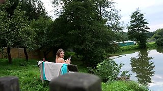 Big tittied milf beauty embraces the thrill of outdoor sex