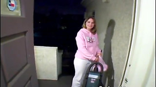 Chubby cutie Cassie sucks it up after cleaning up vintage