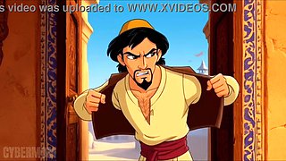 Aladdin and Queen Jasmine make Disgraceful Desires to the Genie. Toon Pornography Parody.