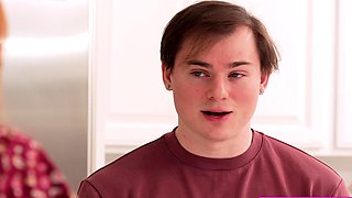 Insecure stepmom comforted by stepson