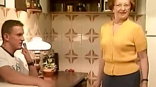 Hairy Granny Pussy Fucking in Kitchen - Big Tits & Cumshot