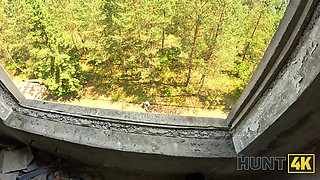 HUNT4K. Cheating and cock riding in the abandoned place