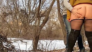 Hot Ukrainian Step Mom Pisses Outside With Me In Pantyhose - Public Doggystyle