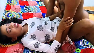 Indian beauty with a nice body gets on top for a ride