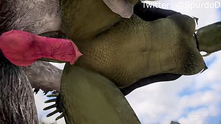 Argonian indulges in pleasure with a werewolf - Skyrim 3D monster hentai