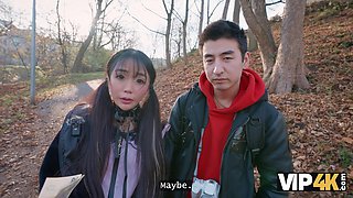 VIP4K. Kawaii tourist Sakura sucks stranger's cock in front of her BF in public