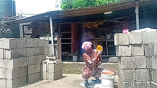 Sexy Village Girl Bath Outside the Compound