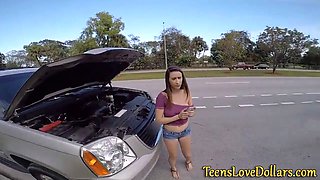 Teenage spunked over for cash