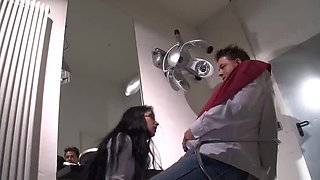 Sexy German Hairdresser Meli Deluxe Fucks Client Stefan Dolenga Blowjob Doggy Style