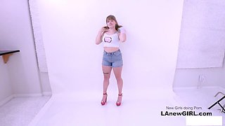 Cute Girl seduced and strapon banged by a lesbian