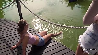 PoV slim hot blonde - cum in mouth
