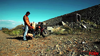 Jazy Berlin Sucks and Fucks a Biker to Make a Wing Man Out of Him