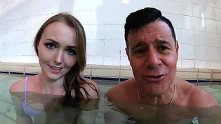 Sia Siberia has sex with her new boyfriend in the pool.