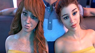 Futanari girls, caregiver, hentai fuck