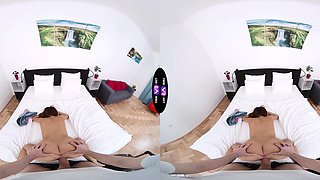 Virtual reality sex with yummy brunette Claudia Colt from behind