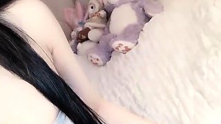 Cute amateur brunette naughty in solo jerking show on camera