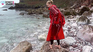 Shiny Pvc Over Neoprene Wet Beach JOI & Play