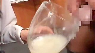 Real asian teen 18+ drink cum from a glass in reality groupsex