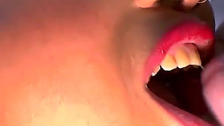 Milf nurse Mimi shows her holes and cum swallow