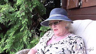 Auntjudys - 66yo Hairy Mature GILF Mrs. Claire Sucks Your Cock in the Garden (pov)