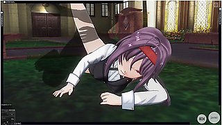 3d Hentai Konno Yuuki Gets Fucked In The Yard And Takes A Creampie