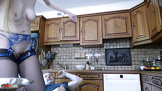 Crazy and messy anal sex in the kitchen with Alice Maze and Terry Kemaco