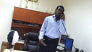 Black boss with lond cock call ebony secretary for some office fuck