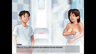 A milf really wanting to get cum out of her collagen ALL day long - summertime saga