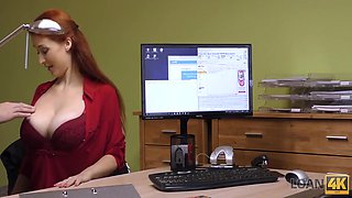 Redhead Has Spontaneous Sex In The Office With Loan Agent