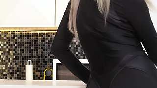 Horny Stripper Crushes Her Tits While Dancing on the Table!