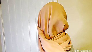 Young Muslim Pregnant Wife In Hijab Trained By Her Husbund On How To Please A Man