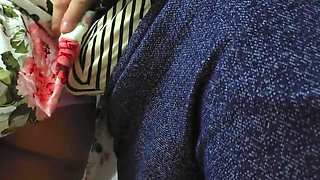 Omg!! Teen Babe Almost Caught Grabbing Stranger's Dick in Crowded Subway Metro