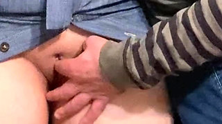 Dirty Hobby! Old Man Fingering Perfect Pussy in Public