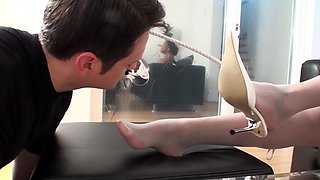 black mistress nylon foot sniffing