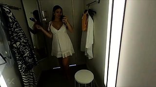 Naughty teen playing with herself in the dressing room