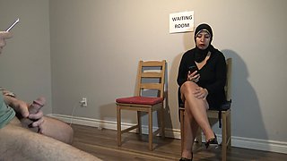 Hijab MILF Caught Me Masturbating in Hospital Waiting Room - She Gave Me a Blowjob