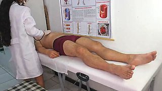 Nurse Excited By Patient's Huge Uncontrollable Erection In Hospital - Brunette Latina In Uniform