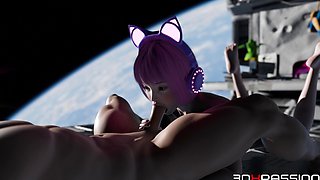 Catgirl Io Gets Her Tight Ass Fucked Hard on Nexus-3 Sloppy Blowjob & Massive Cumshots