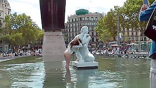 Lezdom public disgrace in fountain