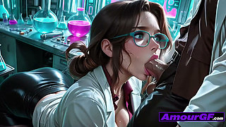 3D Scientist Babe Fucked Hard in Lab, Big Tits Covered in Cum