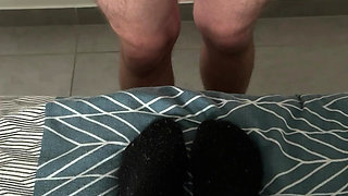 After the sport... my black slouch socks caught his attention