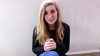 Perfect blond making solo masturbation