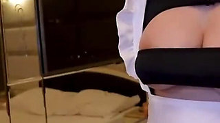 I Cup Bombshell Beauty with Busty Curves Puts Her Maid Cafe Charm Fully to Work