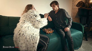 Rich Fur Domina Beats Skinny Loser at Chess Then Milks His Huge Cock Dry - CFNM Femdom Sex