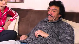 German blonde stepdaughter offers stepdaddy sex for money