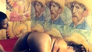 Black and ebony babes get a stiff dick