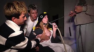 Mila Pie Gets Her Tight Pussy Fucked by Big Cock Guys at Party Part 1